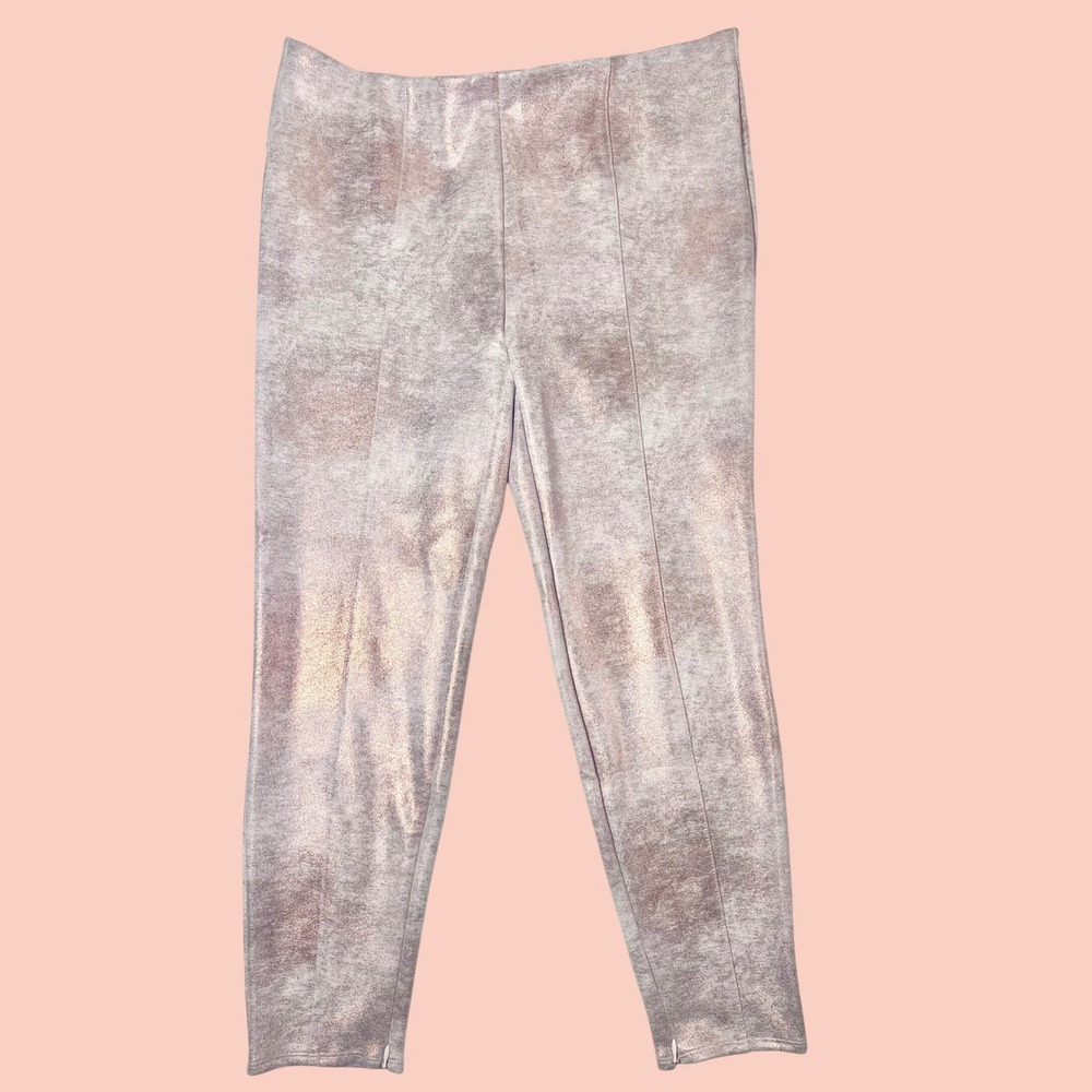 Anthropologie A+ Metallic Rose Gold Elastic Waist Leggings Pants Plus Size 16W